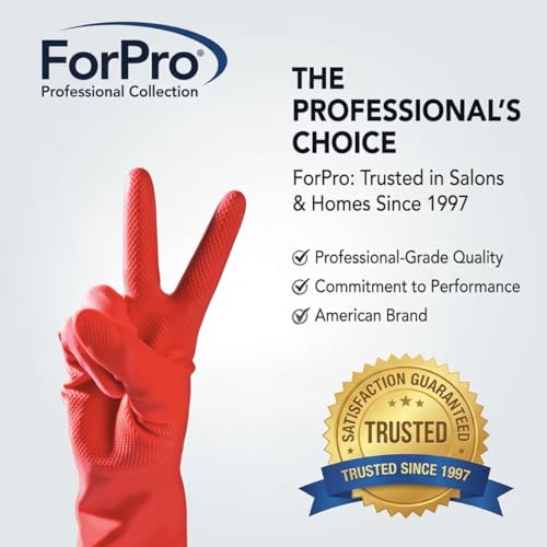 ForPro Natural Rubber Gloves, 6 Pairs Reusable Multi-Purpose Household Cleaning Gloves with Soft Inner Lining, Waterproof & Chemical-Resistant, Wild Cherry, Medium - color: Wild Cherry, size: Medium