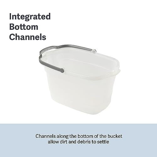 Casabella Cleaning Bucket Rectangular for Mopping or Storage with Handle and Built-In Pour Spouts, 4-Gallon, Clear
