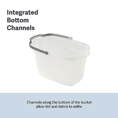 Casabella Cleaning Bucket Rectangular for Mopping or Storage with Handle and Built-In Pour Spouts, 4-Gallon, Clear