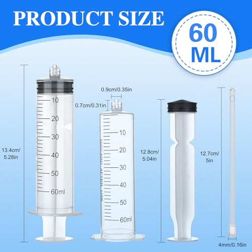 10 Pack 60ml Luer Lock Syringe - Syringes for Liquid with Soft Tube - Individually Pcakaged，Scientific Labs and Measuring, Refilling Inks - style: 60ml - 4.0mm Tube