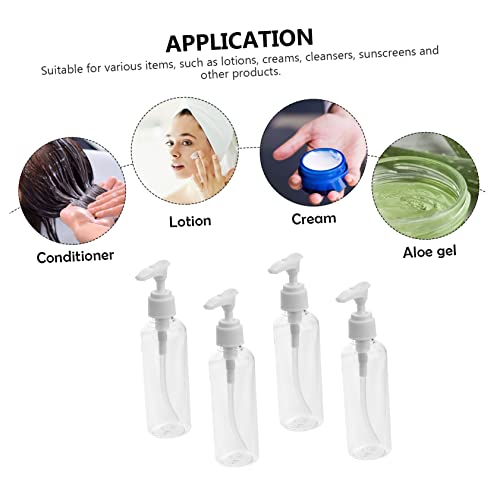 4pcs Cosmetic Water Bottle Mini Spray Bottles Bathroom Shower Container Shampoo Liquid Hand Liquid Hand Bottle Sample Case Terrarium Travel Pump Type White Clip Pump