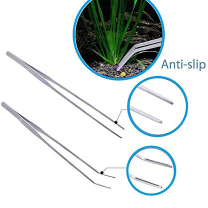 Aquarium Aquascaping Tool, Long Tweezers Scissors Spatula, 4 in 1 Stainless Steel Aquatic Plants Set for Fish Starter Kits, Aquariums Tank and Terrarium - color: Sliver