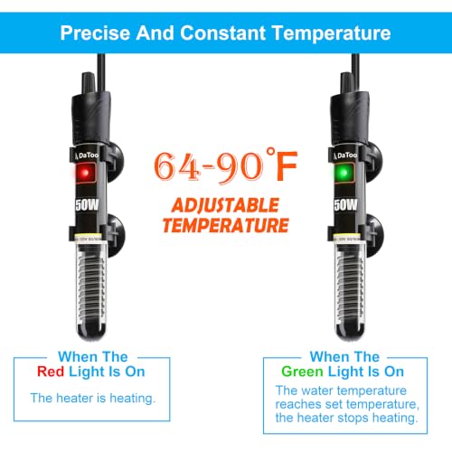 DaToo Mini Aquarium Heater 200W Small Fish Tank Heater 200 Watt with Free Thermometer Sticker(200W) - size: 200W