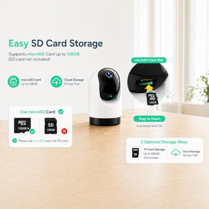 YOTON Indoor Security Camera 4pcs, 2K 360° Wi-Fi Baby Monitor & Pet Camera w/Motion Tracking, 2-Way Audio, Night Vision, SD/Cloud, Compatible with Alexa & Google Home, 2.4/5GHz - size: 4-pack