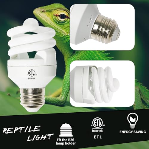 LUCKY HERP Mini UVA UVB Reptile Light 5.0 5W, UVB Bulb for All Tropical and Sub Tropical Reptiles, Compact Fluorescent Reptile UVB Bulb for Chameleons, Turtle, Gecko, Lizard, etc. - style: UVB5.0 5W