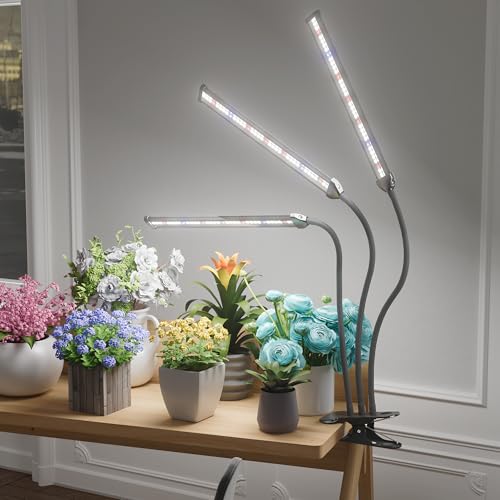 Grow Light,24W (160Watts Equiv) 5000K White Full Spectrum LED Growing Lamp Clip on Desk for Indoor Plants,Bulbs Replaceable & Non-dimmable (Black, 120Watts) - size: 120Watts