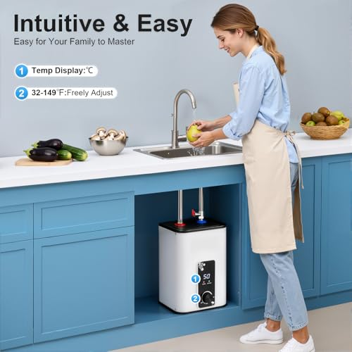 8L Gallons Electric Mini-Tank Water Heater 1500W 110V~220V Instant Hot Water Heater Kitchen under sink Water Heater On Demand Hot Heater 32-149℉ IPx4 for Sinks, Kitchens, Bathrooms, RVs - style: 1.76gal 110-220V