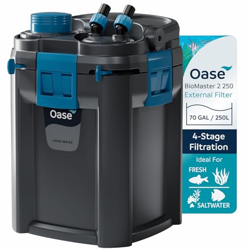 OASE BioMaster 2 250 Canister Filter for Aquariums – External Aquarium Filter with EasyClean Pre-Filter – Quiet Performance – Freshwater & Saltwater, Up to 70 Gallons - size: BioMaster 2 250