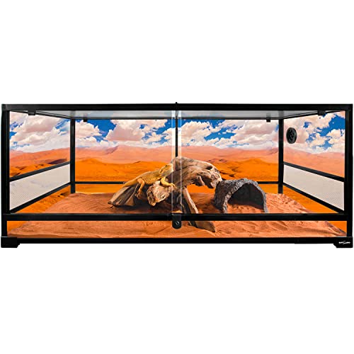 REPTI ZOO Reptile Tempered Glass Extra-Long Terrarium Habitats 48" x 18" x 18" Reptile Amphibians Large Enclosure for Snake/Bearded Dragon/Lizard ect. - size: 48" x 18" x 18"