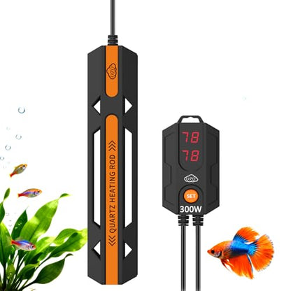 QZQ Aquarium Heater, 300W Adjustable Fish Tank Heater with Digital Display | External Temperature Controller, Submersible Turtle Tank Heater - size: 300W