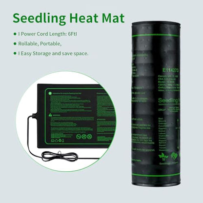 10"x20" Seedling Heat Mat for Seed Starting and Germination | Durable Waterproof Hydroponic Heating Pad with ETL Certified for Indoor Plant Gardening and Cutting, Brewing and Greenhouse - style: 20"x10" Heat Mat -Upgrade Version
