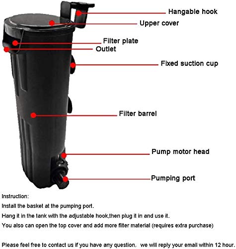 Turtle/Reptile Filter for 20 Gallon Tank, 5/10/30 Gallon etc, Ultra-Quiet Waterfall Filter for Shrimp Amphibian Frog Crab Aquarium