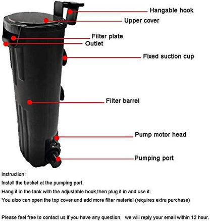 Turtle/Reptile Filter for 20 Gallon Tank, 5/10/30 Gallon etc, Ultra-Quiet Waterfall Filter for Shrimp Amphibian Frog Crab Aquarium