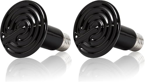 REPTI ZOO Reptile Ceramic Infrared Heat Emitter,110V 100W Infrared Bulb for Reptile Pet Coop and Glass Terrarium (Pack of 2) - size: 1 Count (Pack of 2)