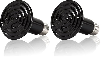 REPTI ZOO Reptile Ceramic Infrared Heat Emitter,110V 100W Infrared Bulb for Reptile Pet Coop and Glass Terrarium (Pack of 2) - size: 1 Count (Pack of 2)