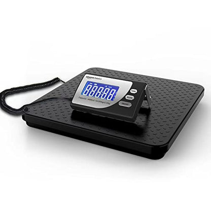Amazon Basics Digital Postal Scale with Tare Function, Heavy Duty, Aluminium Platform, 440 lb Capacity, Digital Shipping, Portable, Black - size: 440 lb