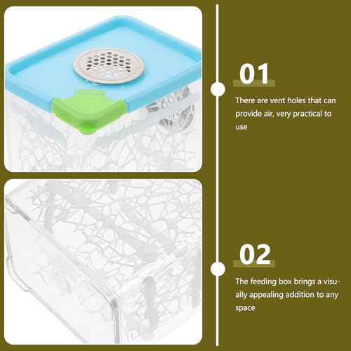Jumping Spider Enclosure and Small Reptile Habitat Box, Plastic Feeding Terrarium for Frogs, Turtles, Bearded Dragons, and Chameleons, Compact Micro Vivarium for Home and Office