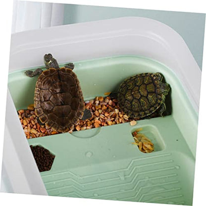 WOONEKY Turtle Feeding Tank Multi-Functional Turtle Habitat Basking Area Drainage System Construction for Home Use Small