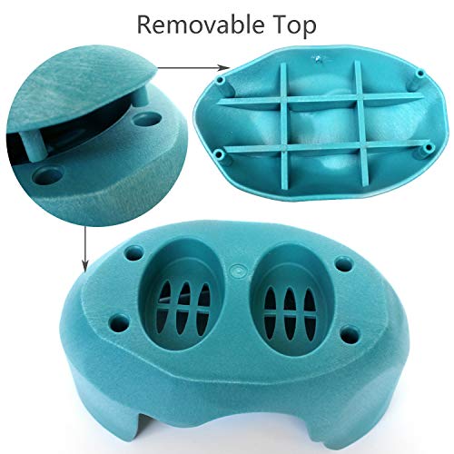 Reptile Hideout Cave Box with 2 Ceramic Sinks Fit for Snakes Lizards Chameleons Tree Frogs Geckos Small Tortoises and Other Small Reptiles (Blue) - color: Blue