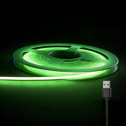 Ultra-Narrow 3mm USB-C COB LED Strip Lights Self-Adhesive, for Kitchen Cabinets, Bedroom, Gaming Desk (Green, 6ft) - color: Green, size: 6ft