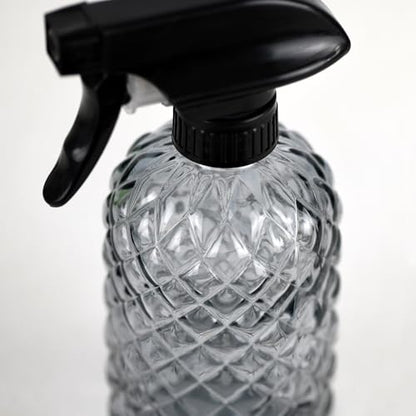 12Oz Glass Plant Spray Bottle, Gem Pattern Glass Sprayer, Watering Can with Black Plastic Top Pump, Handheld Watering Can for Indoor Outdoor Potted Plants and Greenery (Grey) - color: Gray