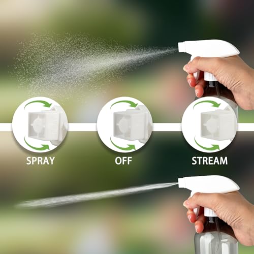 2 Pack 10oz/300ml Spraying Bottles, Adjustable Spray Bottles with Mist and Stream Modes for Hair, Gardening and Cleaning