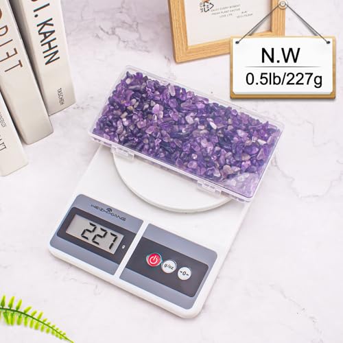0.5 Lb/230g Amethyst Quartz Crystal Chips Bulk, Purple Crushed Stones Natural Gemstones Healing Reiki Crystals Mini Quartz Vase Filler Aquarium Gravel Rocks, 5-7mm - color: Amethyst, size: 0.5 LB