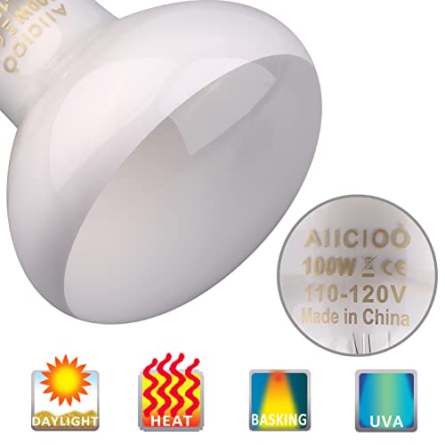 Aiicioo Reptile Heat Lamp Combo Set - 100W Day and Night Reptile Light Bulb Infrared Basking Bulb for Bearded Dragon Lizard Turtle Hermit Crab Leopard Gecko Snake Chameleon Tank - color: Red & White, size: 100W