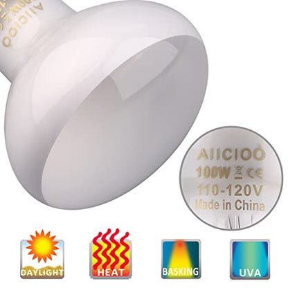 Aiicioo Reptile Heat Lamp Combo Set - 100W Day and Night Reptile Light Bulb Infrared Basking Bulb for Bearded Dragon Lizard Turtle Hermit Crab Leopard Gecko Snake Chameleon Tank - color: Red & White, size: 100W