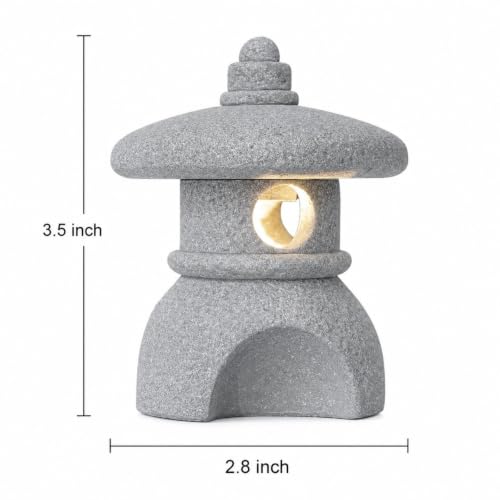 Japanese Pagoda LED Lamp Statue Figurine, Small Pagoda Lantern with Warm LED Light, Zen Garden Decor, Japanese Decor for Home, Desk, Bonsai, Terrarium, Aquarium Ornament - style: Style K