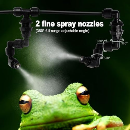 banapoy Automatic Reptile Misting System, DC 5V Quiet Reptile Humidifier with Timer & 360 Adjustable Nozzles & Touch Control for Rainforest Tank Lizard Chameleon Snake Plants (US Plug)