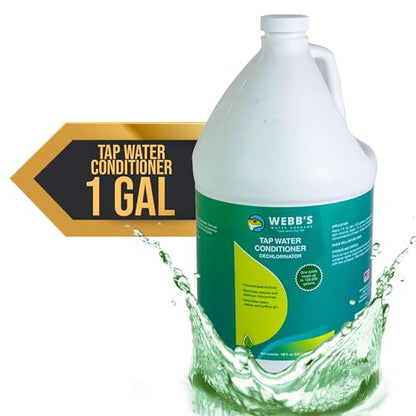 Webb's Water Gardens Essential Tap Water Conditioner Dechlorinator - Ideal for Ponds, Freshwater & Aquariums - Concentrated Formula for Dechlorinated Water - Liquid Supplies for Aquatic Pets - 1 gal