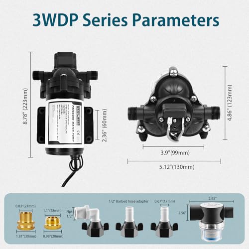 RV Water Pumps 115V AC Pressure Pump with Pressure Switch, Self-priming Water Pump 4.0GPM 45PSI, Fresh Water Pump for RV, Kitchen Barthroom Camping Marine Yacht Garden Diaphragm Pump115volt - color: White06