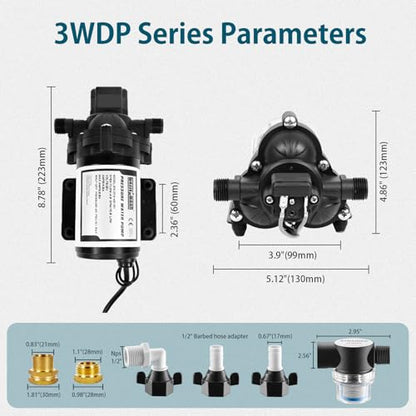 RV Water Pumps 115V AC Pressure Pump with Pressure Switch, Self-priming Water Pump 4.0GPM 45PSI, Fresh Water Pump for RV, Kitchen Barthroom Camping Marine Yacht Garden Diaphragm Pump115volt - color: White06