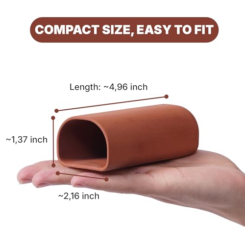 2 pc Oval-Shaped Fish cave,Hide Away Caves for Plecos, (Dark Red-Size M)