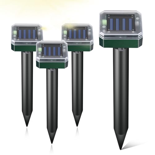Mole Repellent Solar Powered Outdoor Chipmunk Repellent Ultrasonic | Waterproof Outdoor Deterrent Solar Mole Repellent Ultrasonic for Gopher Vole Rat Squirrel Skunk Garden Yard Lawn Pest Control