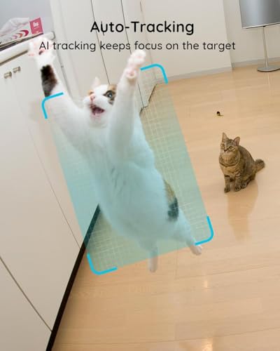 VIRTAVO Pet Camera Indoor No Subscription, for Dog Cat Baby, 360° PTZ | Dual Lens Dual View, Auto Motion Tracking, 2-Way Audio, Night Vision, Phone App, SD & Cloud Storage, Wired