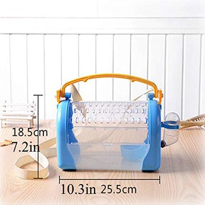 kathson Hamster Cage Travel Carrier Portable Cage with Water Bottle Outgoing Cage and Adjustable Strap Pet Cage for Small Pet Hedgehog Sugar Glider Squirrel Mice（Blue） - size: 9.8"L x 10.0"W x 7.3"H