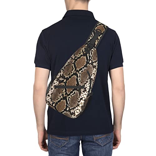 Snake Skin Sling Bag Animal Crossbody Chest Daypack Casual Backpack Women Shoulder Bag For Travel Picnic - color: Snake 03