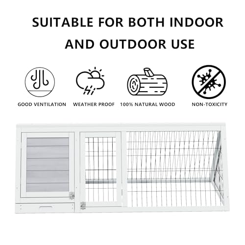 Tortoise Habitat Playpen Large Turtle Enclosure House Indoor Outdoor | Wooden Triangle Reptile Lounge, Ventilating Wire Fence, Fits Small Animals - color: White1