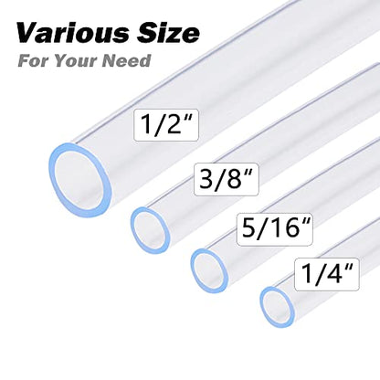 DAVCO 1/4" ID - 25 ft Clear Vinyl Tubing with 2 Stainless Clamps, Low Pressure Flexible PVC Tube, Heavy Duty UV Chemical Resistant Lightweight Plastic Vinyl Hose, BPA Free and Non Toxic - size: 1/4"ID, style: 25 Feet