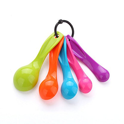 5 in 1 Colorful Plastic Tea Flour Coffee Measuring Spoons Set Kitchen Cooking Baking Tools (Random Color) - color: Colorful