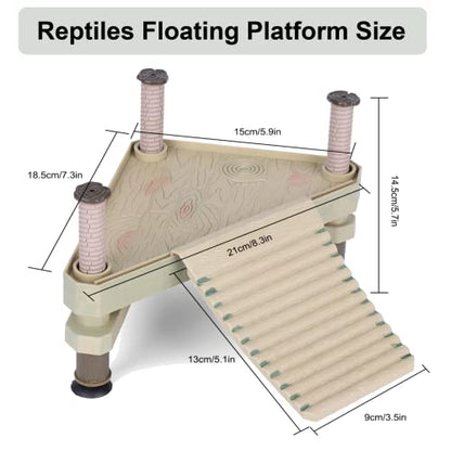 Turtle Basking Platform,Reptiles Floating Platform Pier with Ramp Ladder Terrarium Tank Ornament Turtle Frog Basking Drying Platform Terrarium Tank Accessory for Small Pets Sun Bathing Resting Play