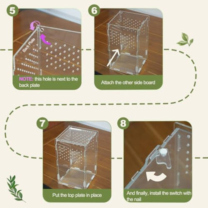 Small Acrylic Terrarium 4.7x4.7x7.8 inch, Transparent Reptile Enclosure Habitat with Ventilation, Mini Tank for Small Hermit Crab, Juvenile Gecko, Baby Lizard, Praying Mantis, Critters, Bugs & Insects