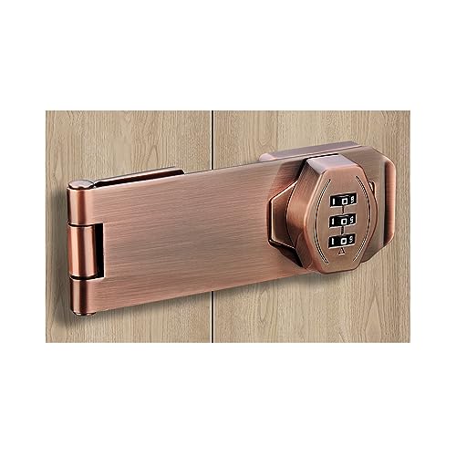 Keyless Cabinet Lock 3-Digit Password Combination Code Hasp Latch Lock Twist Knob Wooden Drawer Cupboard Locker Gun-Safe Closet Box (4 inch, Antique Copper) - color: Antique Copper, size: 4 Inch