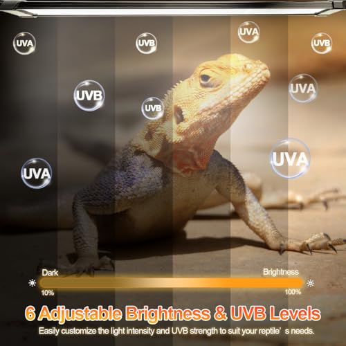LED UVB Reptile Light with Timer & Dimmer, Adjustable 10.0-20.0 UVA UVB Fixture, Full Spectrum Sunlamp for Bearded Dragons, Turtles, Snakes, Desert & Tropical Habitats, 22-Inch - size: 22 Inch