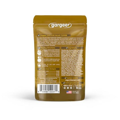 Gargeer 16oz Grassland Tortoise Salad Topper. USA Made | Timothy hay & orchard grass topper with flowers! Chamomile, rosebuds & dandelion ignite appetite in grassland tortoises - size: 1 Pound (Pack of 1)