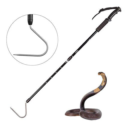 Snake Hook Reptile Grabber Rattle Snake Catcher,Professional Aluminum Alloy with Telescopic Rod and Lock, Comfortable Grip Handle for Catching,Controlling,Moving (53 inch Snake Hook)
