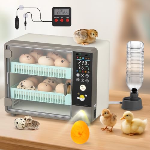 Cabinet Incubators for Hatching Eggs, 24 Egg Incubator | Automatic Turning, Temperature & Humidity Control, Temp Display, for Chicken Duck Quail Goose Pigeon