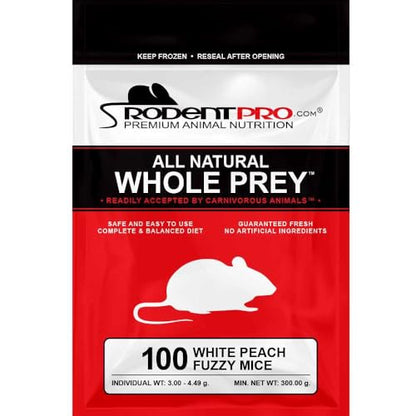RodentPro Frozen Reptile Feeder White Peach Fuzzy Mice (100 Count)